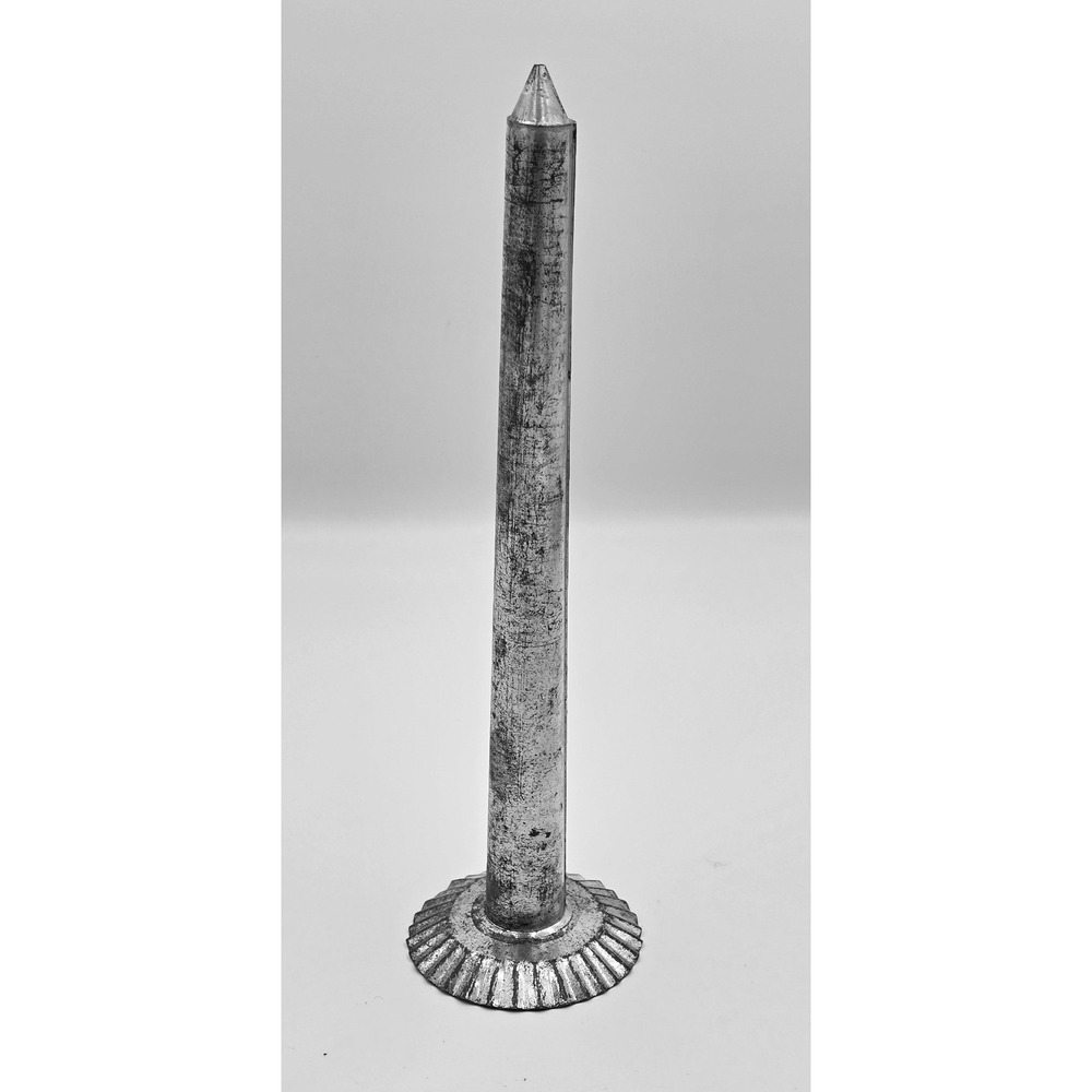 Antique Single Tube Tin Candle Mold Primitive Rustic Metal 10 Inch Fluted Base
